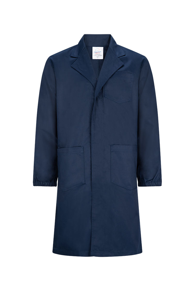 LAB COAT NAVY BLUE ELASTIC WRIST CUFF AUSTRALIA – PRESIDENT SAFETY